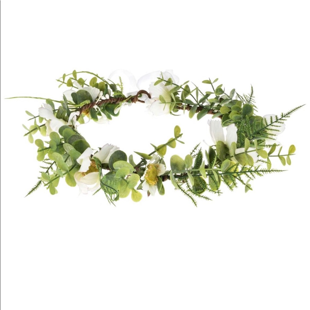 Bridal flower crown. Eucalyptus and white flower.